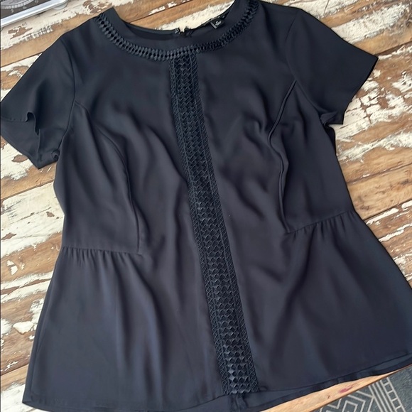 Ann Taylor Black Peplum Blouse with Lace embellishment - Picture 1 of 9